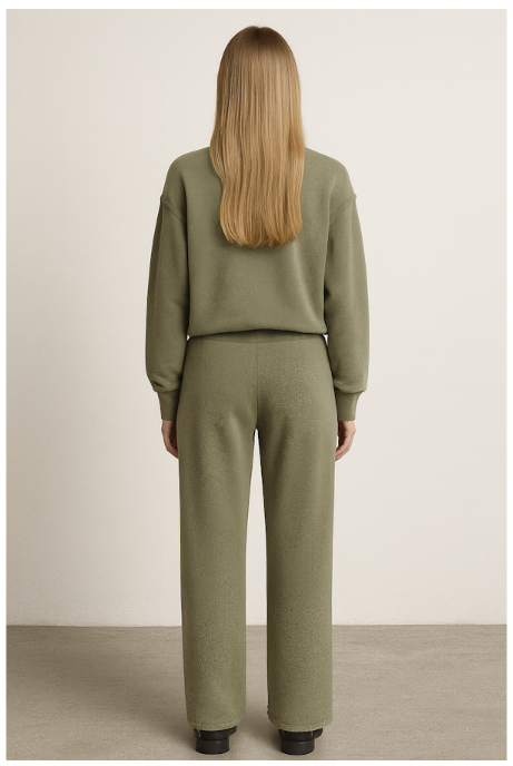 CONTRAST STITCH CREW NECK SWEATSHIRT - SAGE LEAF