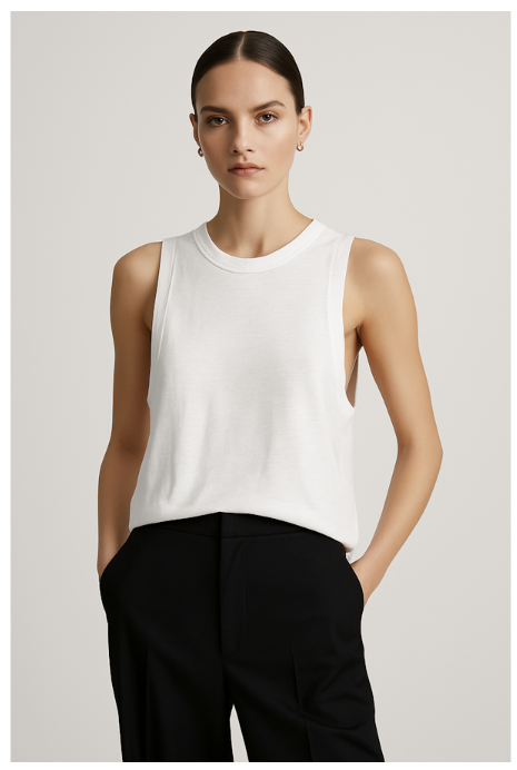 LIBRA TEXTURED RIB RINGER TANK - WHITE