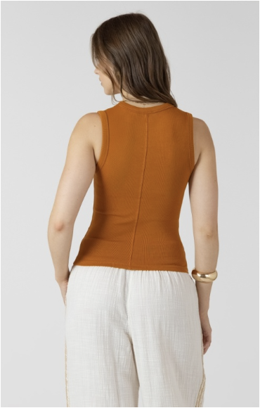 CREW NECK RIBBED TANK - GOLDEN HOUR