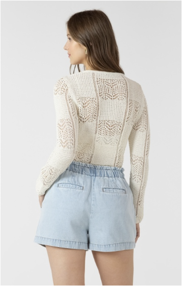 POINTELLE KNIT CARDIGAN - SOFT BEIGE