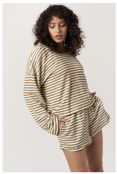 HOMETOWN TEXTURED STRIPED SHORT - NATURAL + SPICE