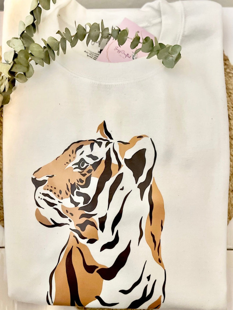 WOAH TIGER SWEATSHIRT BY JAZZCRAFTED - WHITE