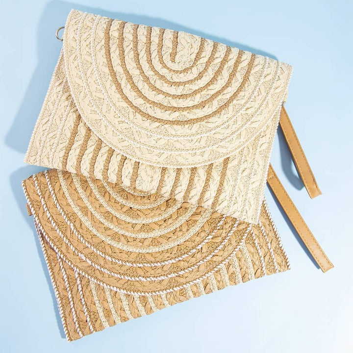 BRAIDED ENVELOPE STRAW CLUTCH