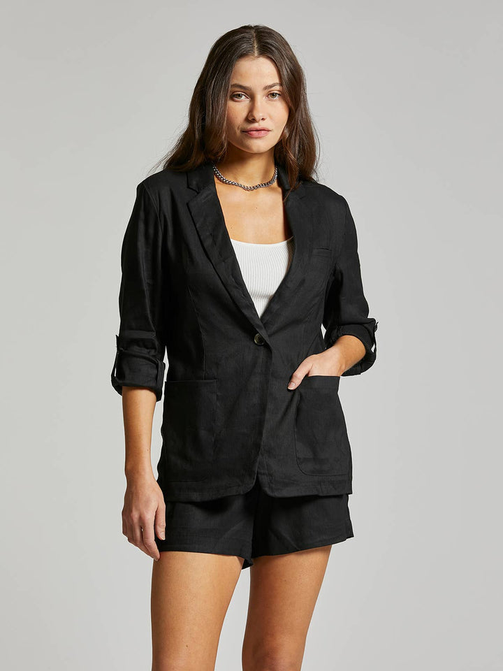 MARGO LINEN BLAZER - MIDNIGHT