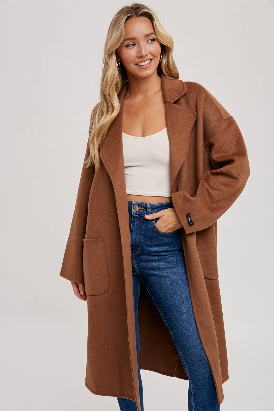 HANDMADE BELTED LONGLINE COAT - CAMEL