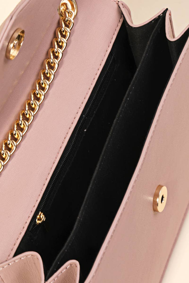 VEGAN LEATHER ENVELOPE SHOULDER BAG - PINK