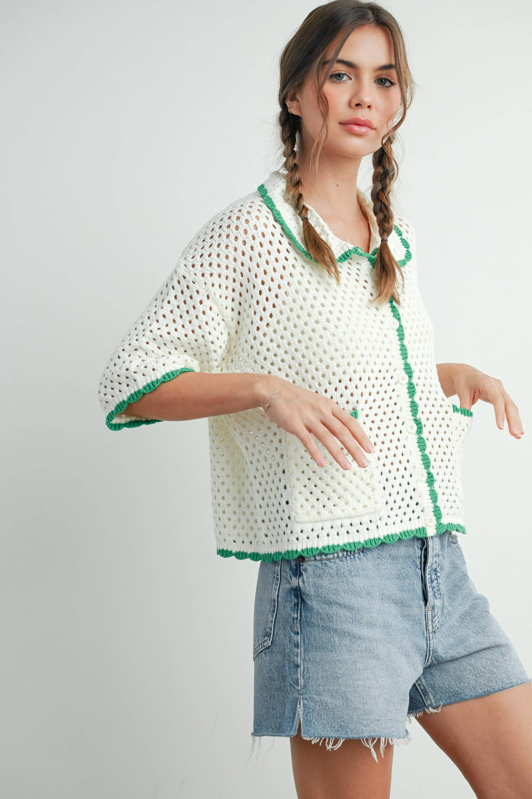 URBAN VIBE CROCHET SWEATER TOP - IVORY