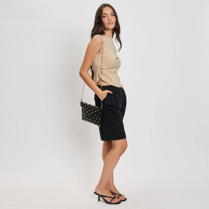RAMONA GROMET CROSSBODY BAG - BLACK