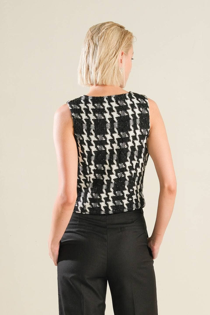 WOVEN TWEED VEST - BLACK + WHITE