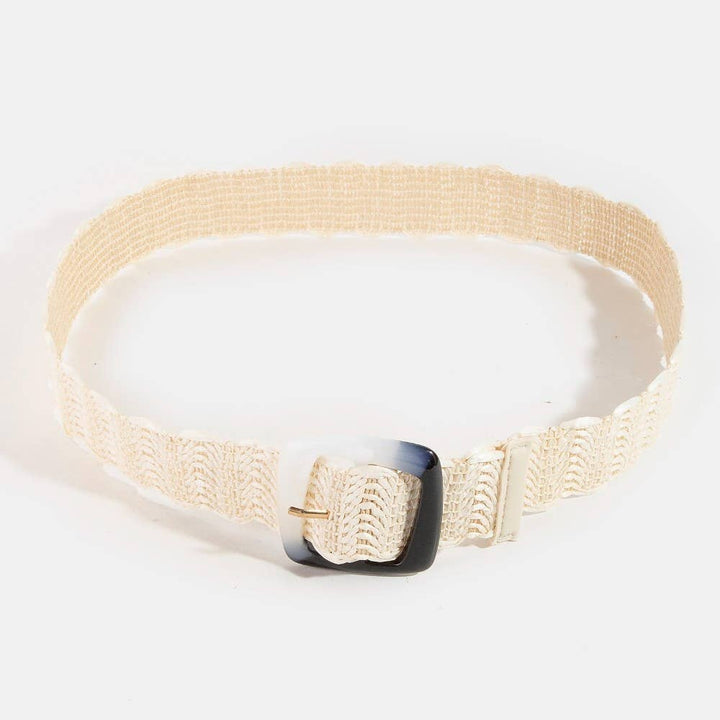 DUAL TONE BUCKLE BRAIDED BELT - IVORY