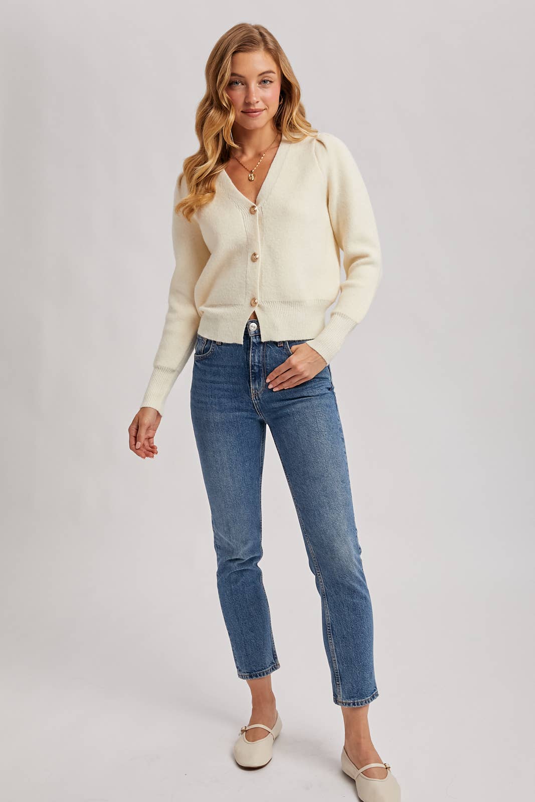 BUTTON DOWN V-NECK CARDIGAN: HOT PINK / S
