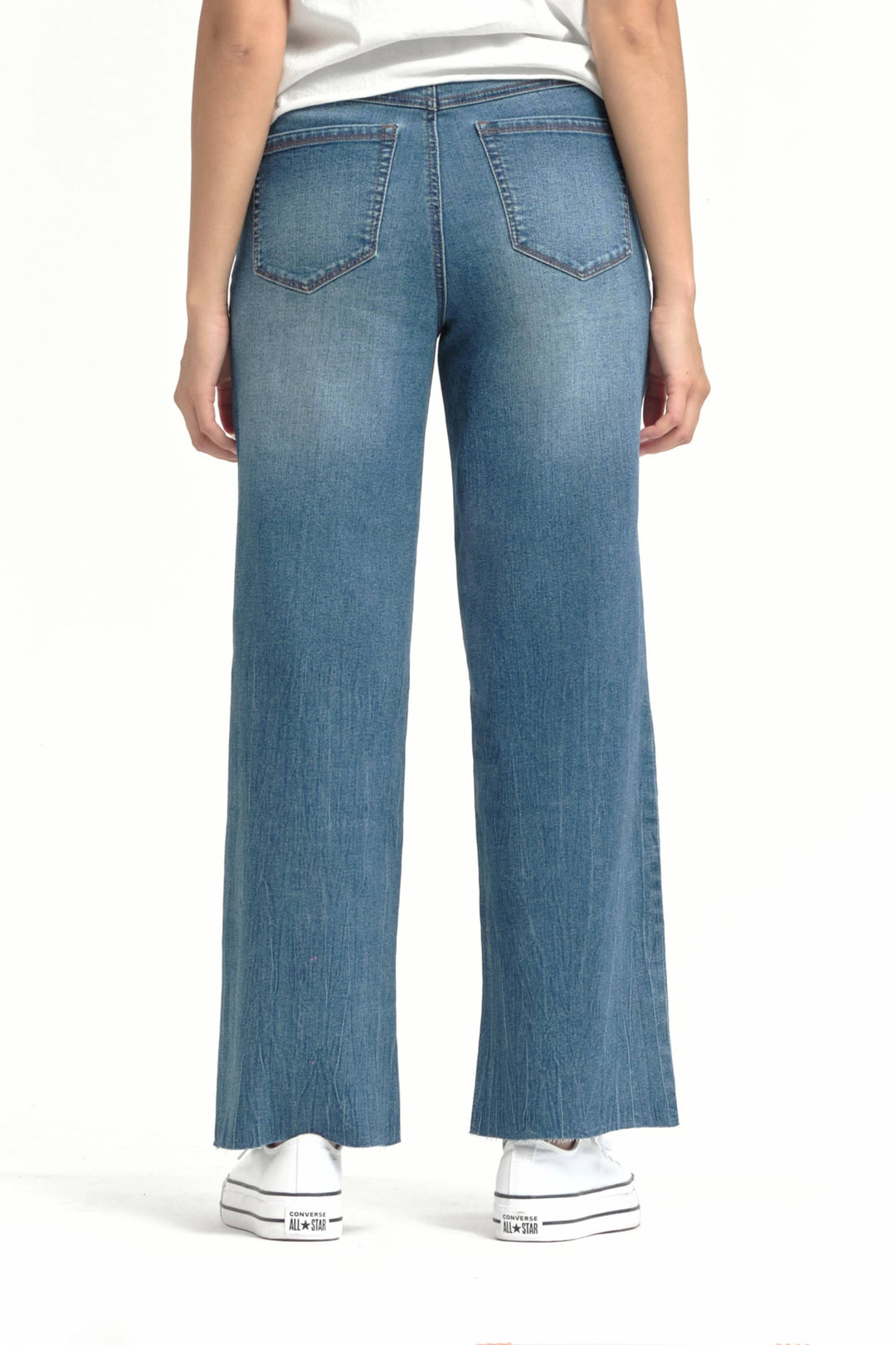 1822 DENIM ECO-FRIENDLY WIDE LEG JEAN W/ RAW HEM - MELLE WASH