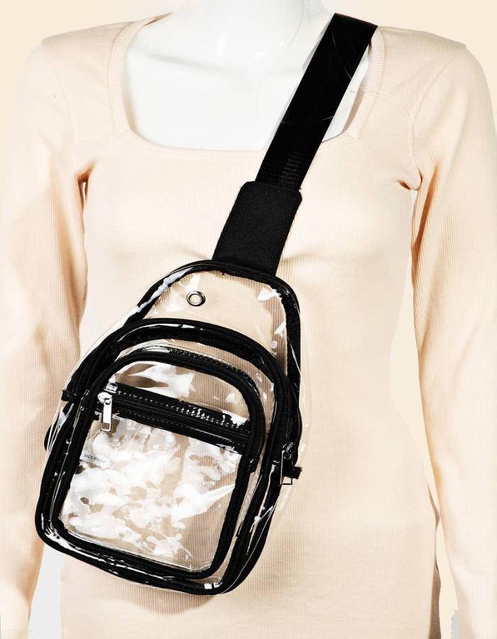 TRANSPARENT SLING BAG - BLACK