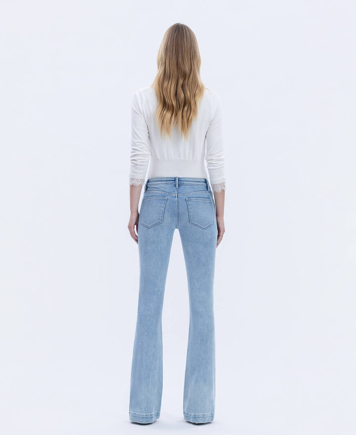 MID RISE TROUSER HEM BOOTCUT JEANS - LIGHT WASH