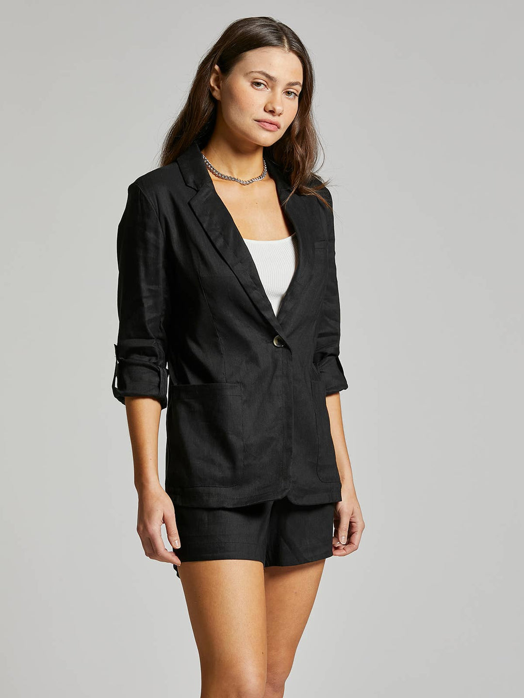 MARGO LINEN BLAZER - MIDNIGHT