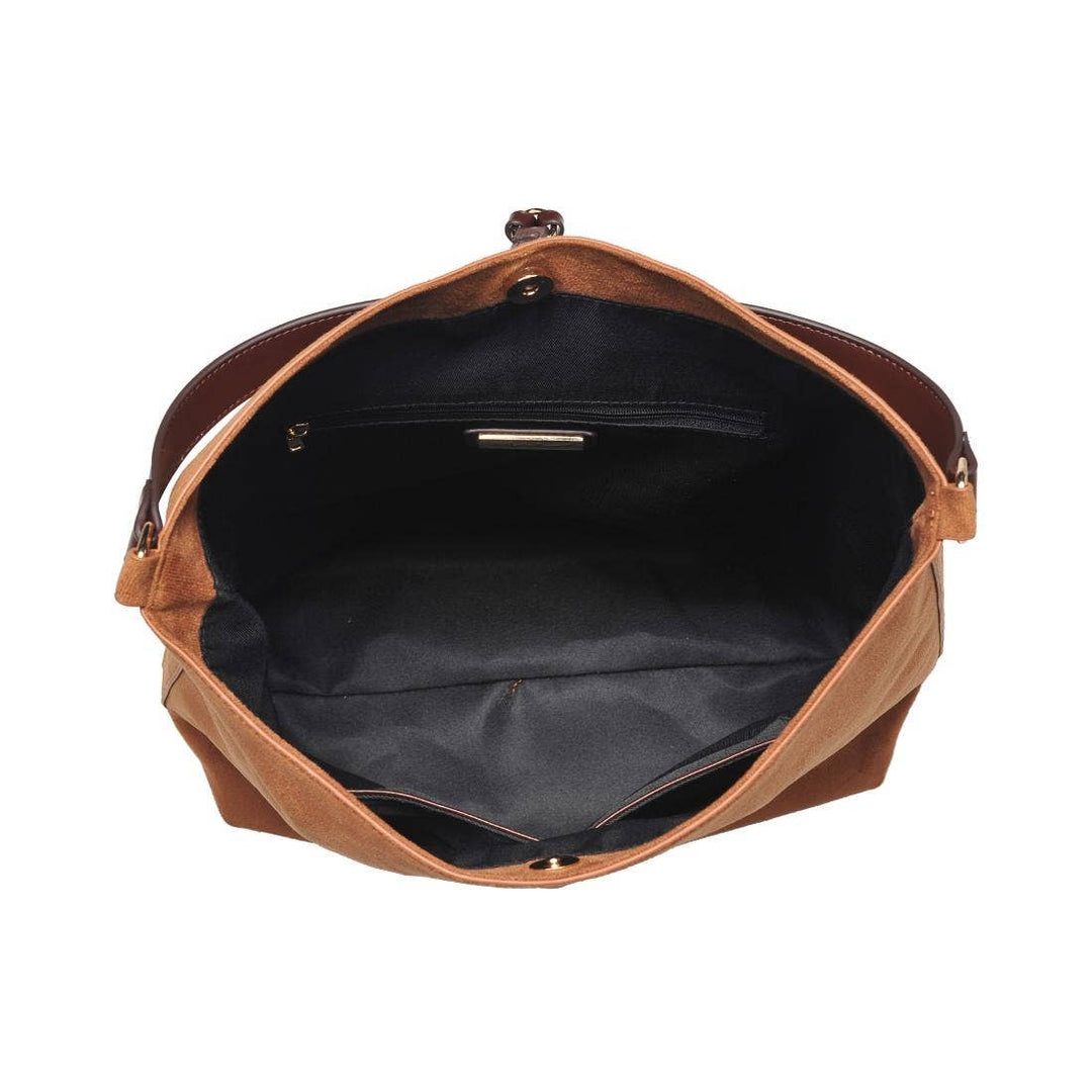 FELICITY HOBO VEGAN SUEDE BUCKET BAG - COGNAC