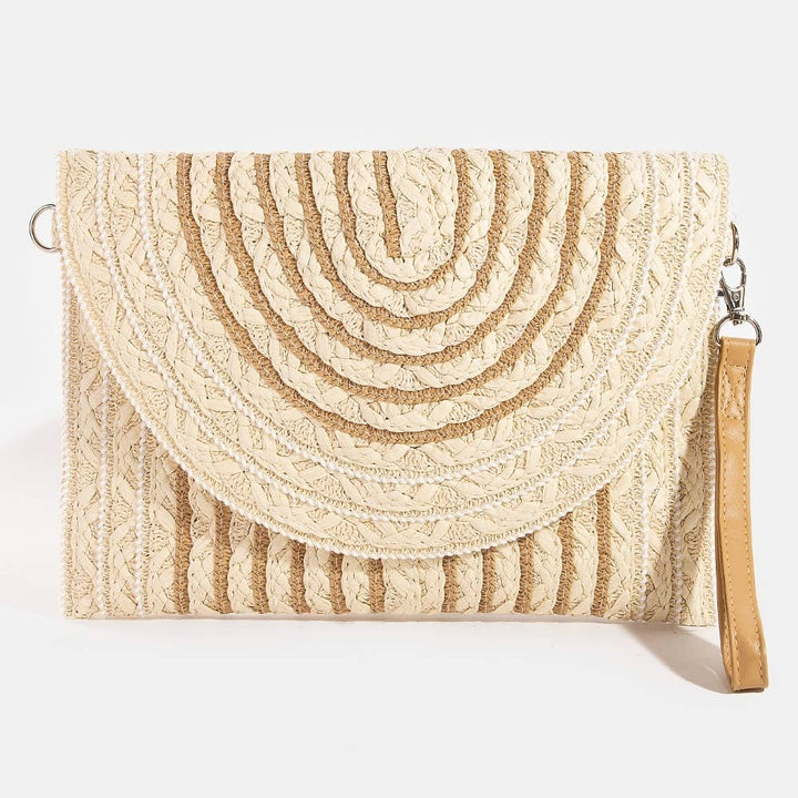 BRAIDED ENVELOPE STRAW CLUTCH