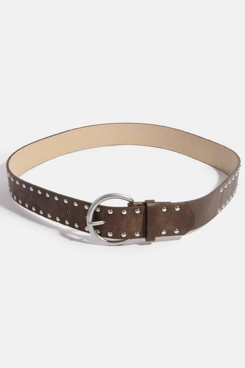 METALLIC STUDDED VEGAN LEATHER BELT
