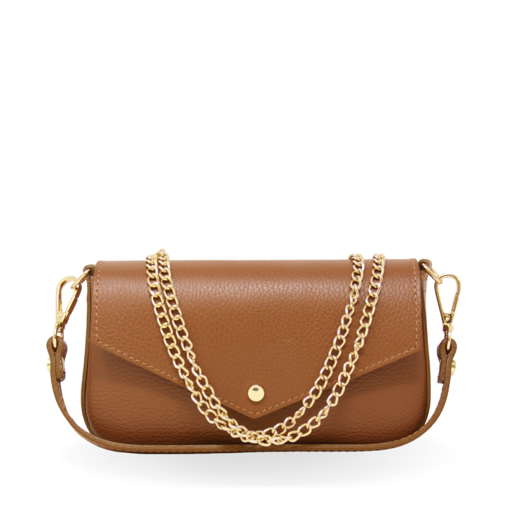 GENUINE ITALIAN LEATHER HANDLE + CROSSBODY BAG - CAMEL