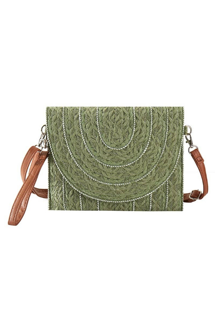 STITCHED STRAW ENVELOPE CLUTCH