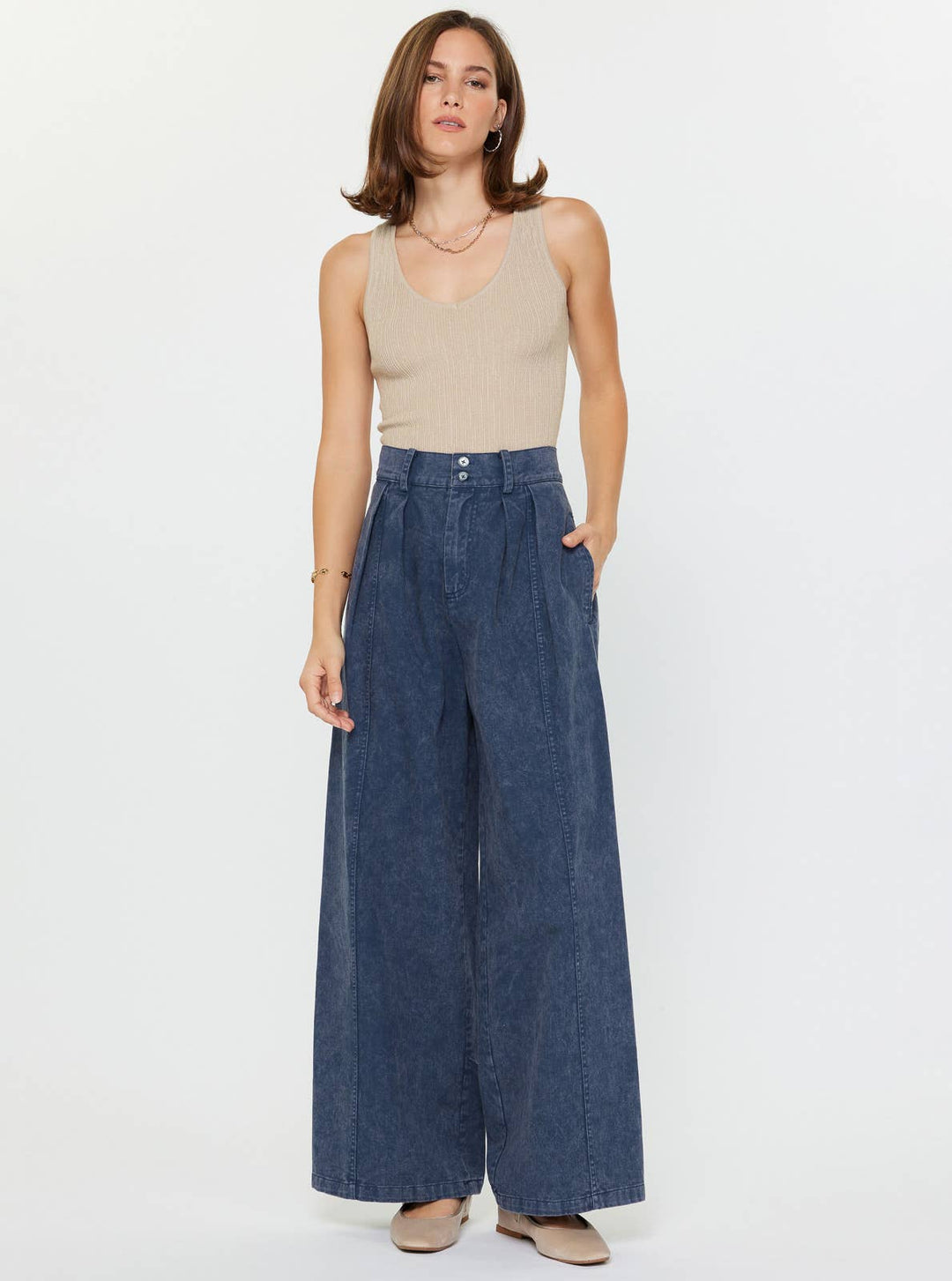 VINTAGE WIDE LEG DENIM PANTS - INDIGO