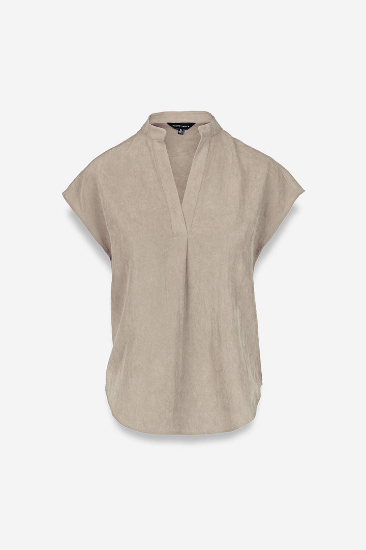 SOFT MATTE DROP SHOULDER BLOUSE - BEIGE