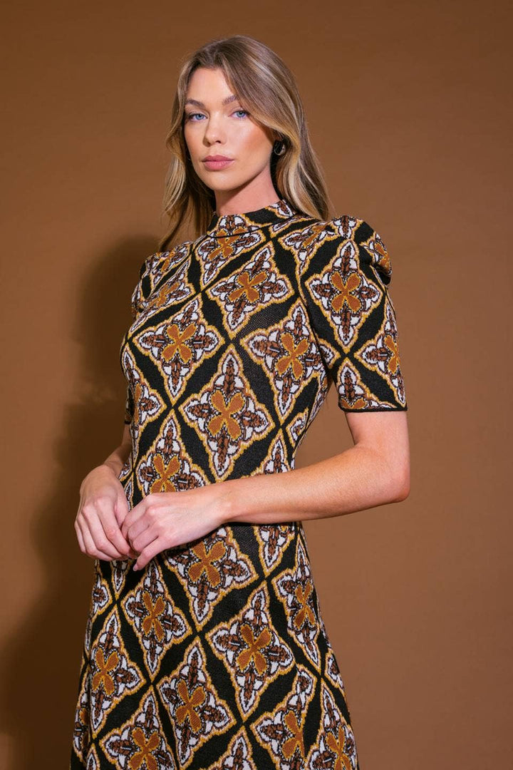 A jacquard sweater midi dress - ISW5263: Black / Contemporary / S