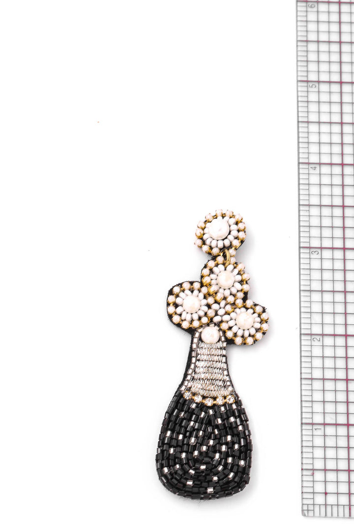 SEED BEAD CHAMPAGNE BOTTLE EARRINGS - GOLD