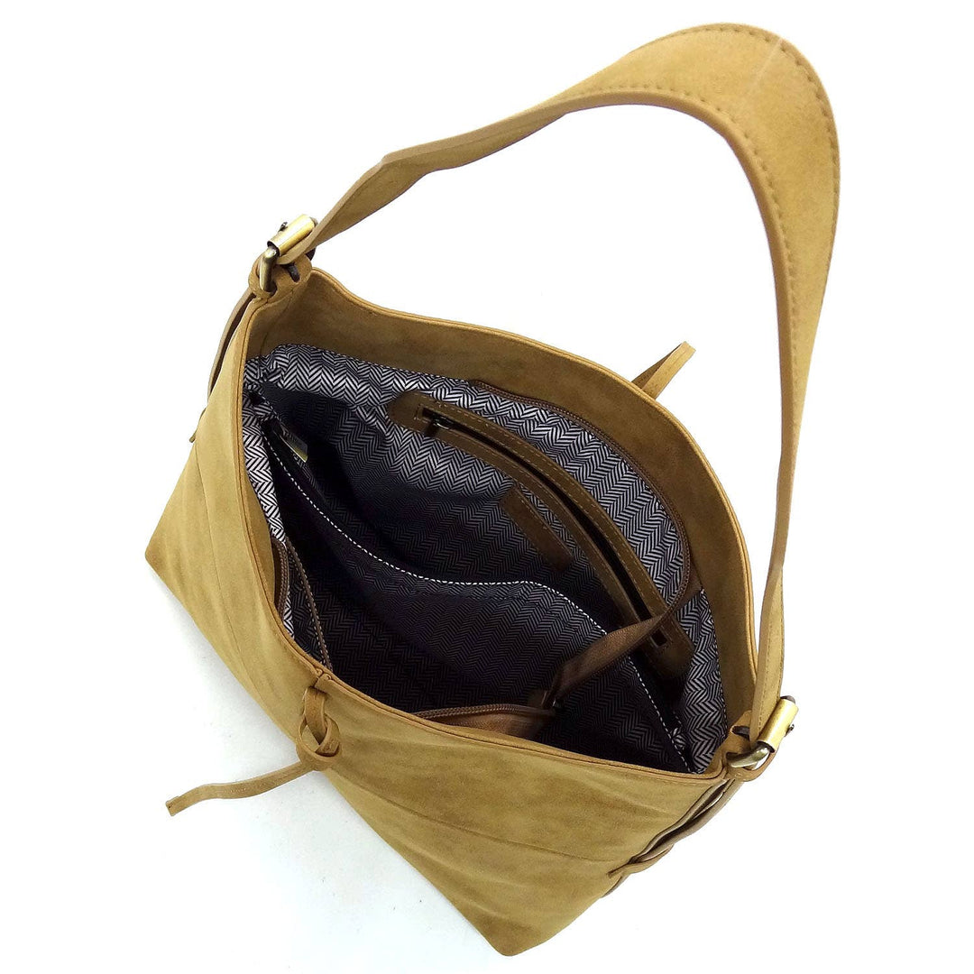 VEGAN SUEDE HOBO SHOULDER BAG - MOCHA