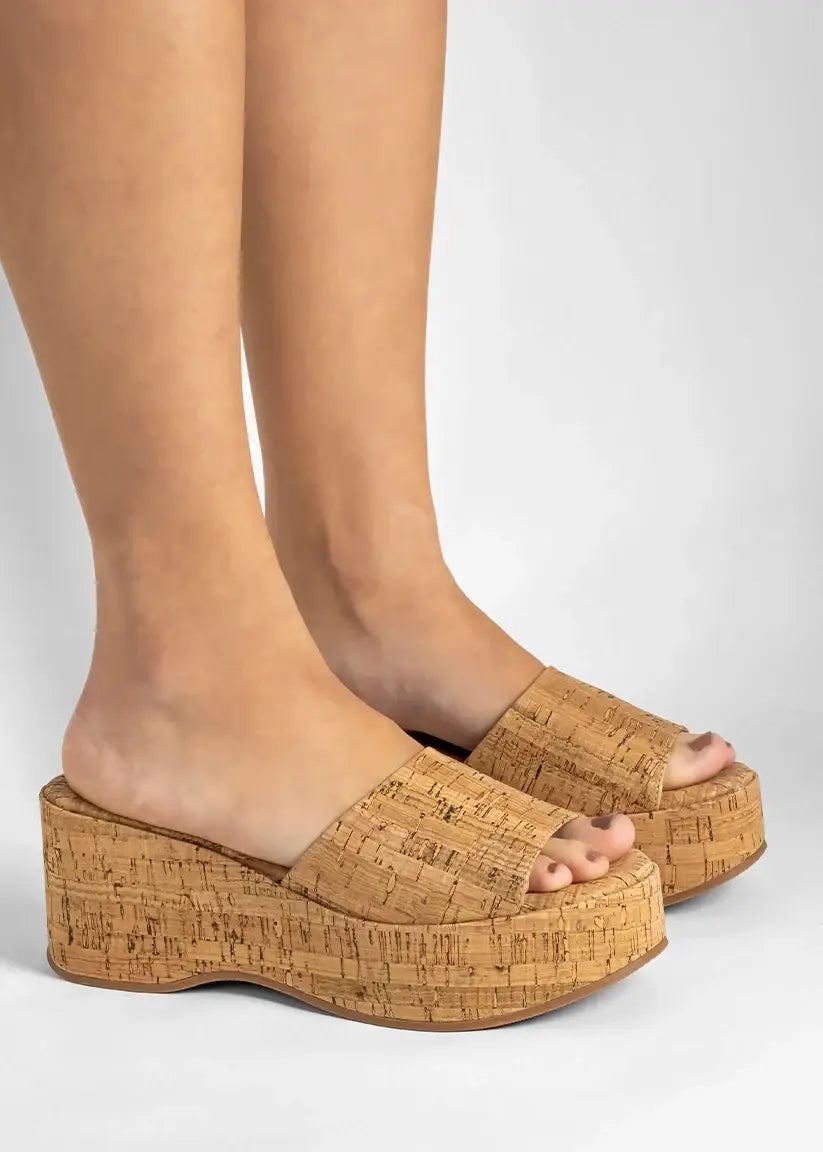 IVY CORK WEDGE SANDAL - NATURAL