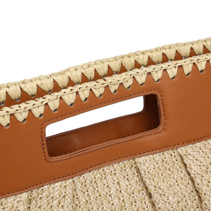 VALENTINA WOVEN + VEGAN LEATHER CROSSBODY - TAN + CAMEL