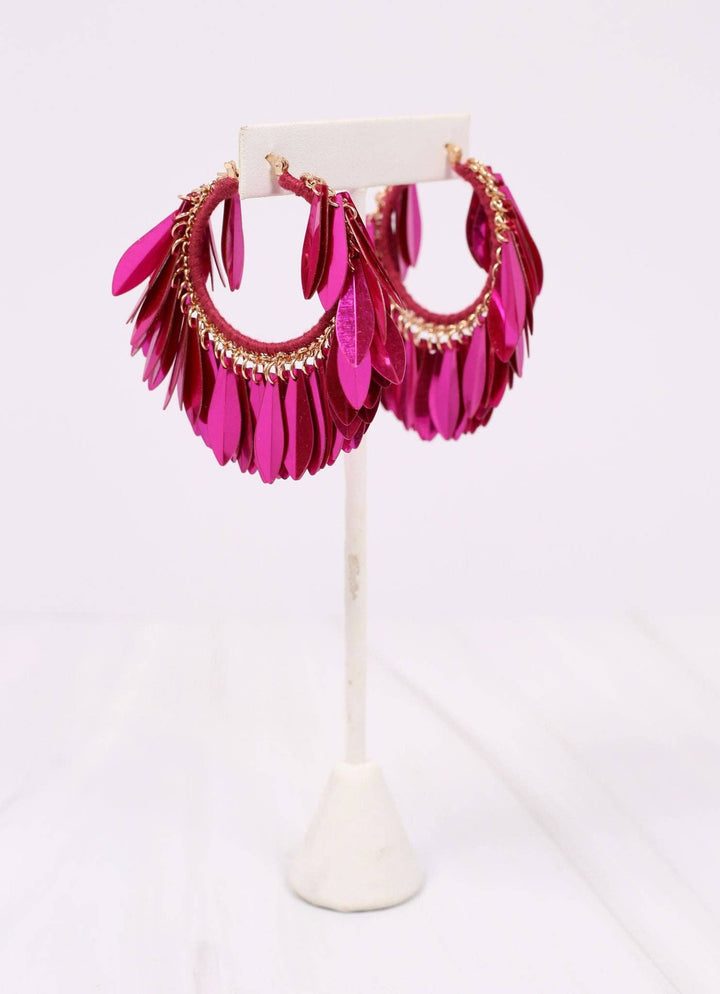 RANSOM SEQUIN HOOPS - FUCHSIA