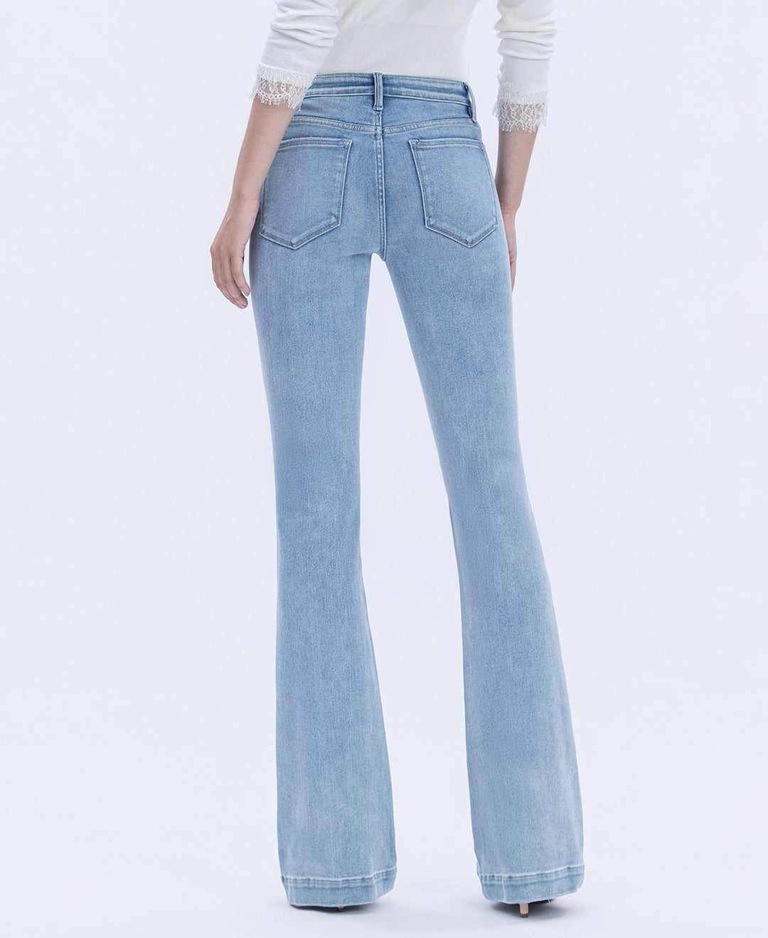 MID RISE TROUSER HEM BOOTCUT JEANS - LIGHT WASH