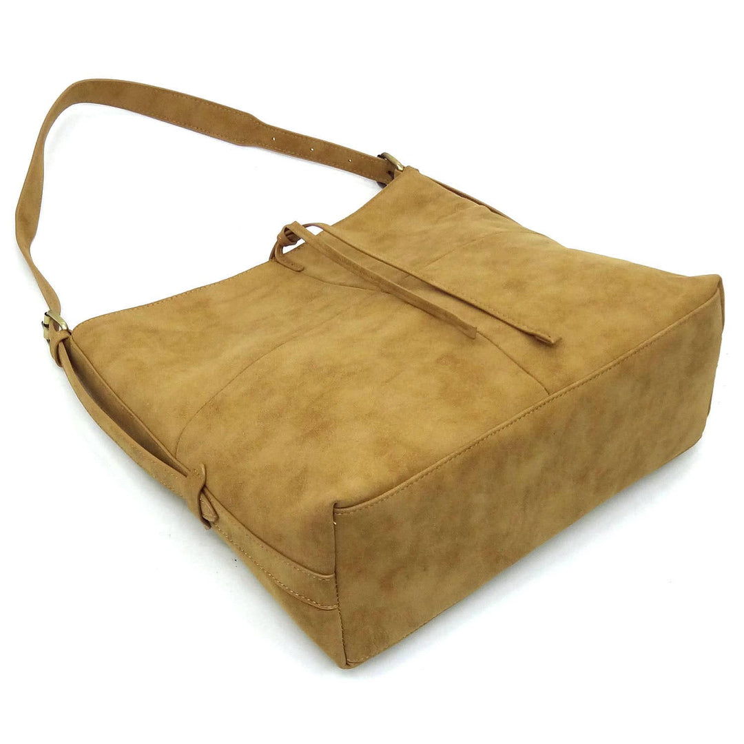 VEGAN SUEDE HOBO SHOULDER BAG - MOCHA