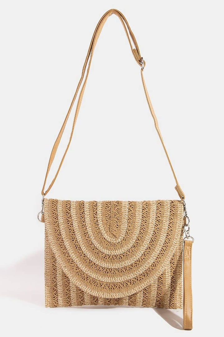 TWO TONE WOVEN ENVELOPE CLUTCH - IVORY