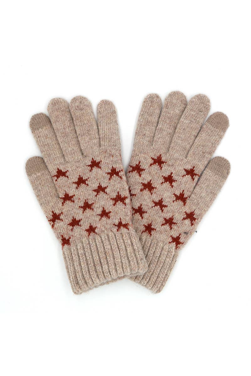 STAR PRINT SMART GLOVES - TAN