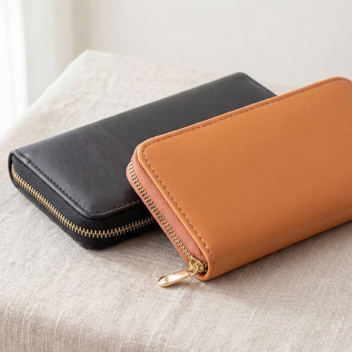 RECTANGULAR VEGAN LEATHER ZIP AROUND WALLET