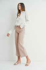 CROPPED WIDE LEG TWILL JUST USA JEANS - CLAY