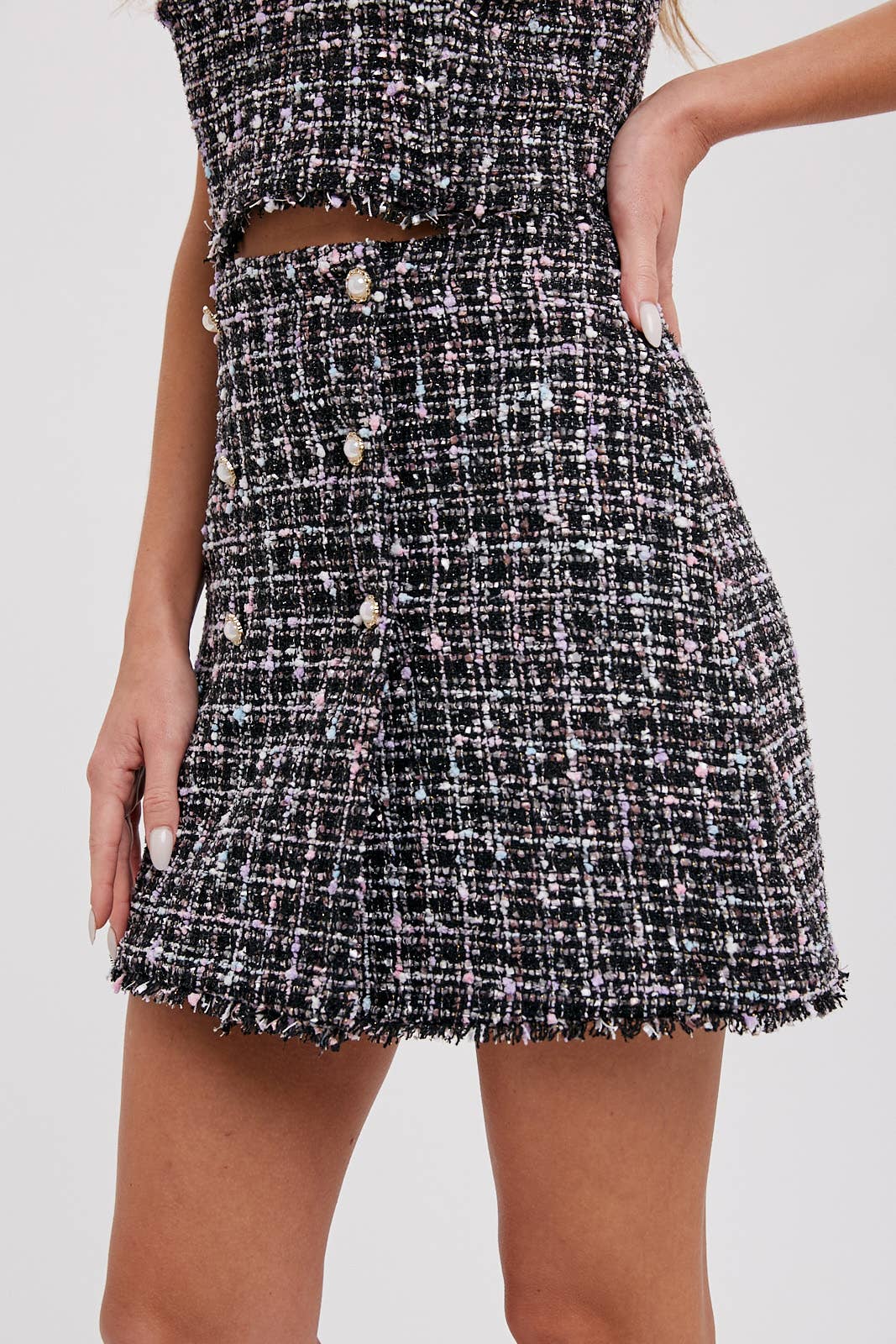 TWEED MINI SKIRT - BLACK