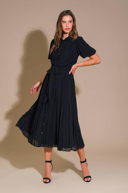 WOVEN MIDI SHIRT DRESS BY FLYING TOMATO - BLACK