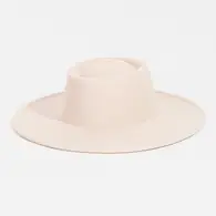 FLAT BRIM PORK PIE HAT - MILK