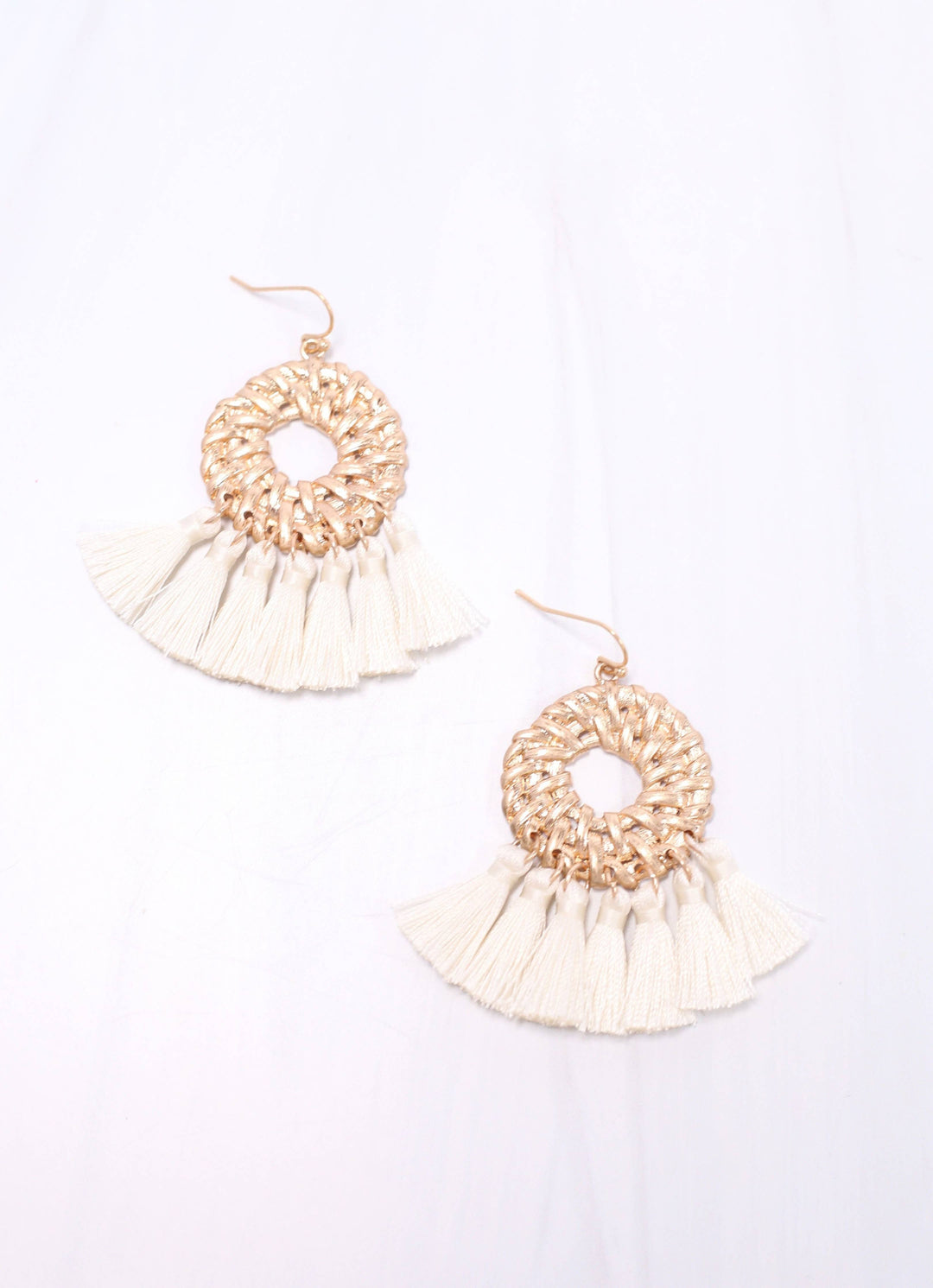 CHESHIRE TASSEL DROP EARRINGS - IVORY