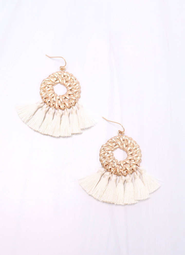 CHESHIRE TASSEL DROP EARRINGS - IVORY