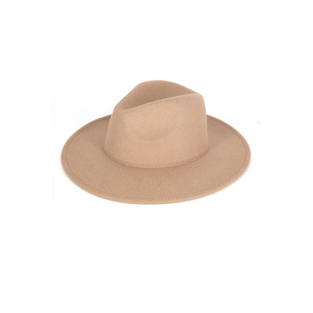 FLAT BRIM VEGAN SUEDE PANAMA HAT - TAUPE