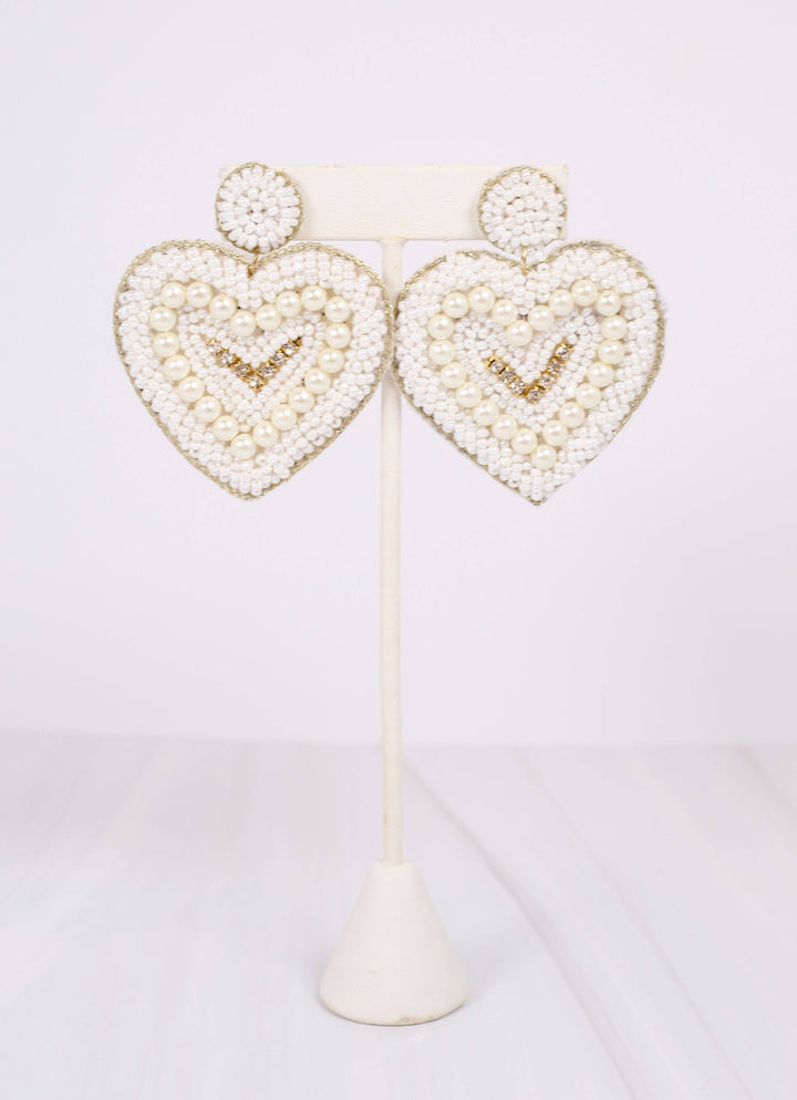 JUST A CRUSH HEART EARRINGS - WHITE