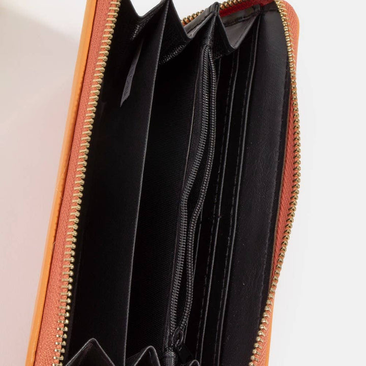 RECTANGULAR VEGAN LEATHER ZIP AROUND WALLET