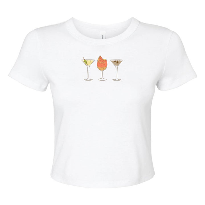 FAVORITE COCKTAIS MICRO RIB BABY TEE - WHITE