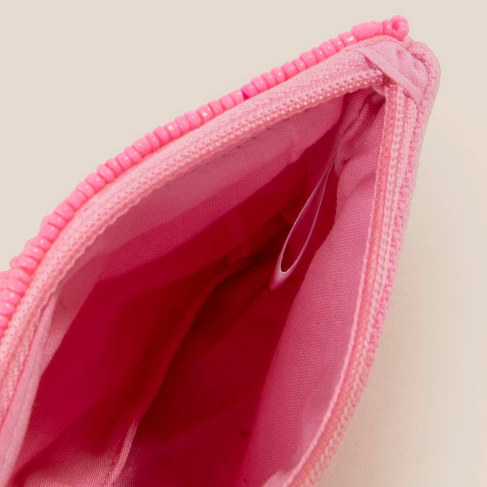 PINKAHOLIC SEED BEAD COIN PURSE - PINK