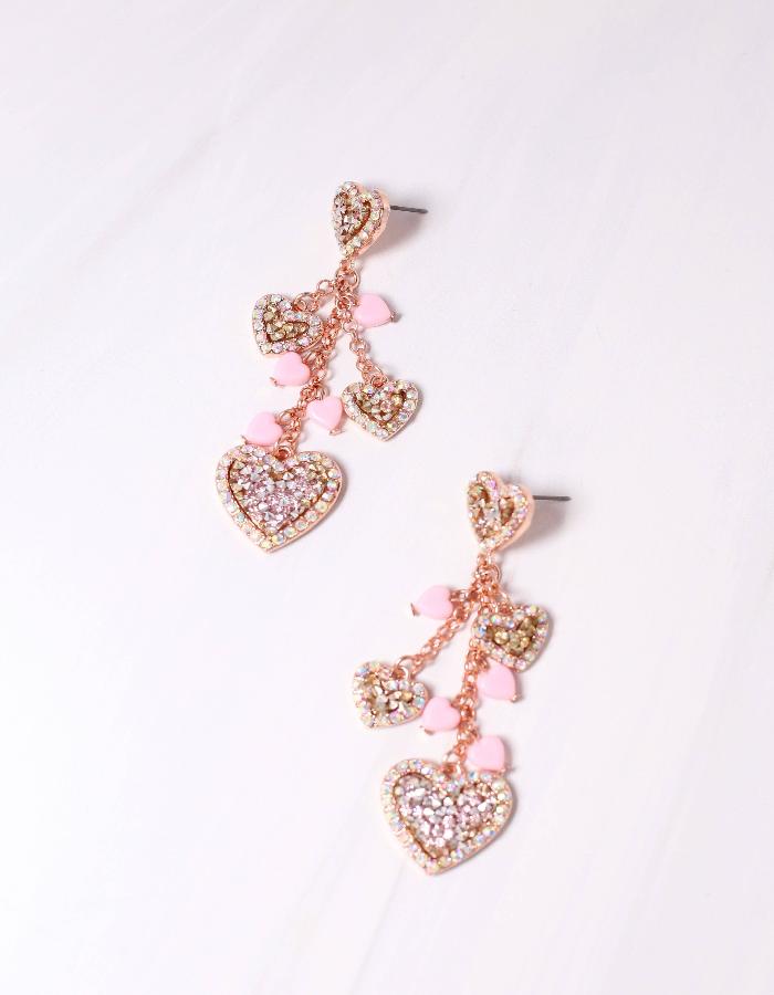 DATE NIGHT HEART DANGLE EARRINGS - LIGHT PINK