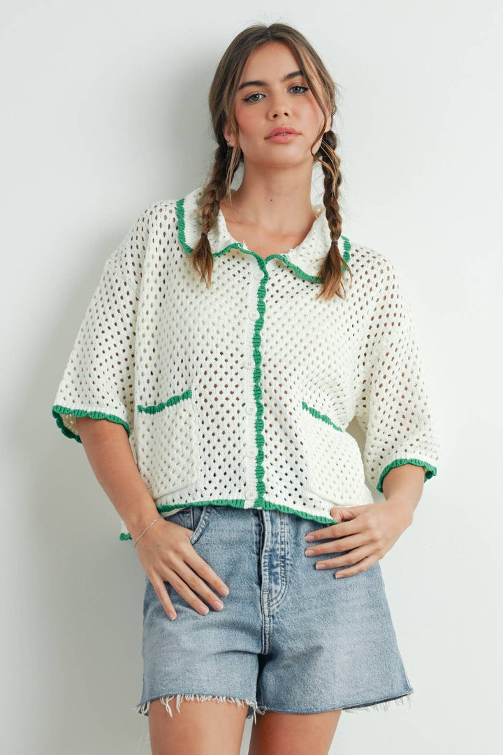 URBAN VIBE CROCHET SWEATER TOP - IVORY